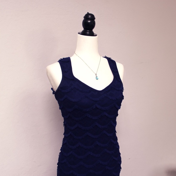 PHILOSOPHY | Blue Fringe Midi Dress - Picture 5 of 6